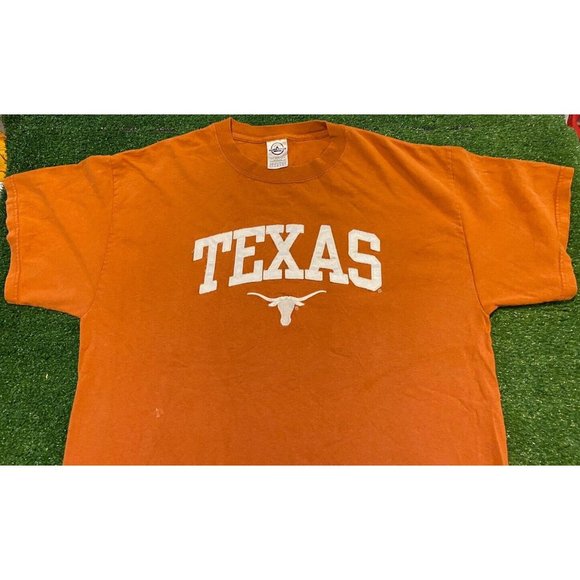 Retro Y2K Texas UT Longhorns arch tackle twill t-shirt large orange Hook em - Picture 5 of 11